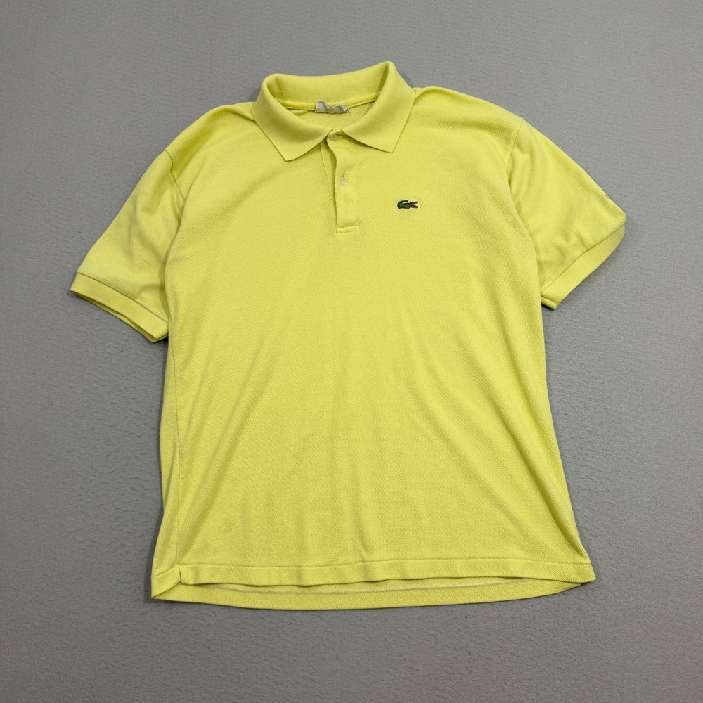Vintage Lacoste Polo Men XL Yellow Chemise Lacoste Short Sleeve Pique Cotton 90s